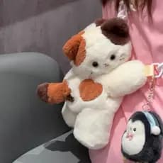 Bolsa transversal de gato de pelúcia fofa, bolsa de ombro de cachorro macio, presente com padrão animal para mulheres