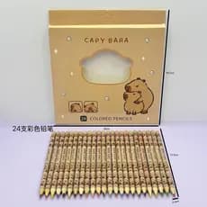12/24 Lápis de Cor de Madeira Natural Capivara em Dois Tipos, Adequados para Estudantes e Crianças