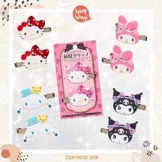 Presilha de cabelo lateral da Sanrio Japão, com KT Kuromi, detalhes de borlas de diamante e cristais.