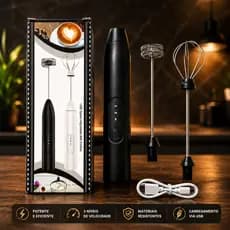 Mini Mixer Misturador Batedor Elétrico Bebida Espuma Leite  Preto Recarregável preto