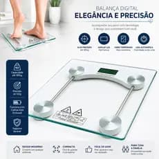 Balança Digital Corporal Vidro Temperado até 180kg LCD Alta Precisão Banheiro Academia Fitness