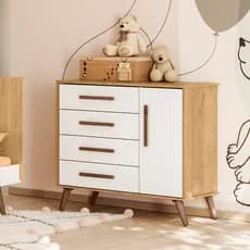 Cômoda Sapateira Infantil Qencanto Retrô 3825 Freijó Branco Acetinado Qmovi