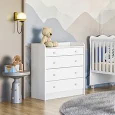 Cômoda Infantil com Trocador Doce Sonho 2523 Branco Qmovi