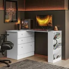 Cômoda com Mesa Giratória Gamer 4840 Branco Qmovi
