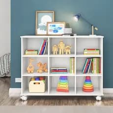 Nicho Organizador Estante Multiuso com Rodízios para Livros Home Office Sala Quarto Brinquedos Branco Qmovi