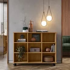 Nicho Organizador Estante Multiuso com Rodízios para Livros Home Office Sala Quarto Brinquedos Freijó Qmovi