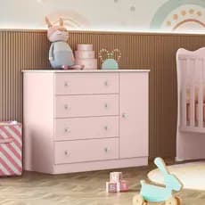 Cômoda Sapateira Infantil Doce Sonho 2561 Rosa Acetinado Qmovi