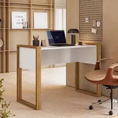 Escrivaninha Mesa para Computador Office 5030 Freijó Branco Acetinado Qmovi