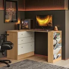 Cômoda com Mesa Giratória Gamer Freijó Off White Qmovi