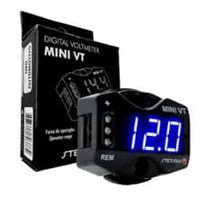Voltímetro Compacto Stetsom Mini Vt Digital 12v 24v Led Azul Com Led Azul