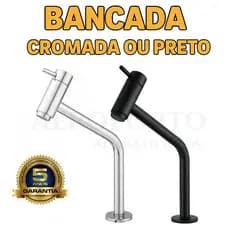 Torneira de Bancada para Cozinha ou Banheiro em ABS – Cor Preto ou Cromado – Resistente