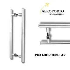Puxador Tubular Duplo em Alumínio 30cm até 1 Metro para Porta de Madeira, Blindex. Pivotante