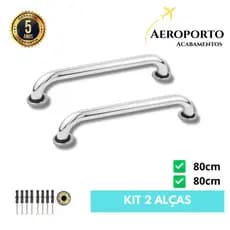 Kit 2 Alças de Apoio 80cm em Alumínio Cromado – Segurança e Conforto no Seu Banheiro - Pcd, idoso