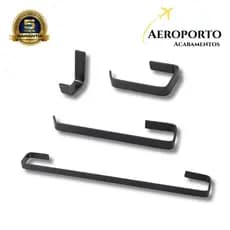 Kit Para Banheiro 4 Peças Preto Fosco Quadrado – Porta Toalha de Rosto e Banho, Papeleira Gancho