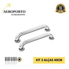 Kit 2 Alças de Apoio 40cm Corrimão Barra de Apoio em Aluminio - PCD, Idoso e Gestante - Segurança