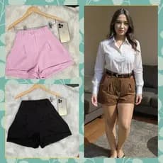 ShortFemeninoCinturaAltaConBarrinhaItalianaBolsoConfortable