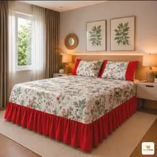 Cobre Leito de Babado Premium Cama Box Casal 2,50x2,60 Padrão Oxford Estampa Floral