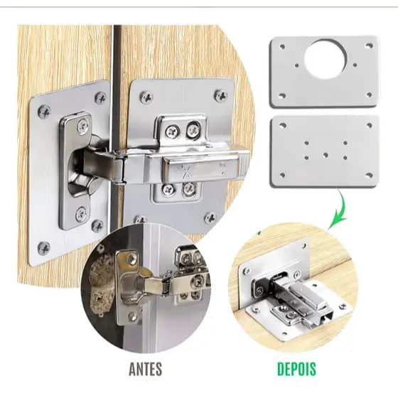 Kit 50 Placas Para Reparo de Porta Dobradiça Armário MDF Pen Tech Aço Solução Definitiva Sweet Parts