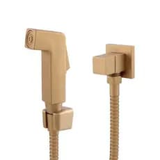 Ducha Higiênica Dourada Quadrada Square Luxo Metal 1/4 de Volta Para Banheiro