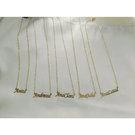 Colar com Nome Personalizado inicial A iniciais  corrente folheado a ouro