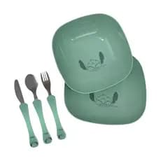 Kit Infantil Para Refeição - Talheres e 2 Pratos Stitch Disney