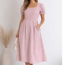 Vestido Midi De Crepinho Evangélico Elegante Com Manga Bufante Premium 2026 Inverno