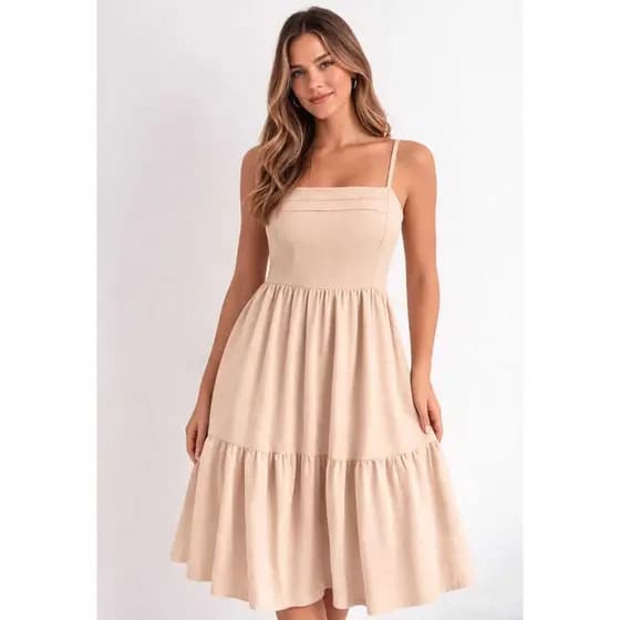 Vestido Midi De Alcinha Elegante Com lastex Nas Costas