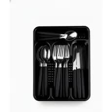 Jogo De Talheres Faqueiro Inox 25 Peças Com Porta Talher Preto E Vermelho
