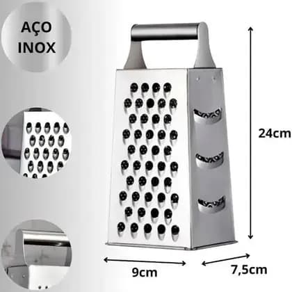 Ralador Inox 4 Faces 24cm | Ralador de Queijo Legumes Frutas Cozinha Profissional