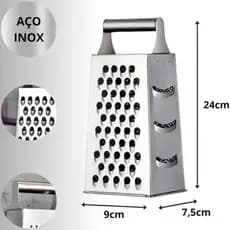 Ralador Inox 4 Faces 24cm | Ralador de Queijo Legumes Frutas Cozinha Profissional