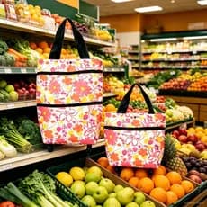 1 Pc Carrinho De Feira Dobrável Supermercado Sacola Bolsa de Compras Com Rodinhas e Alça