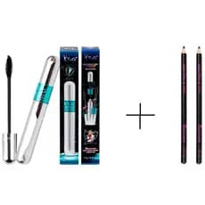 Kit Mascara para cílios T&G Tango RIMEL 4D cor preto volume Original  + Dois Lapis de olho com apontador Preto