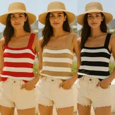 Blusa Croped  Regata Feminina Listrada de Alcinha