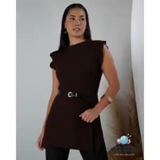 Blusa Colete Max Feminina Tricot Sem Manga Gola Alta Simples Tricô Moda Verão
