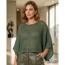 Blusa Morcego Tricot Capa Verão Elegante Poncho Inverno Tricô Moda Primavera