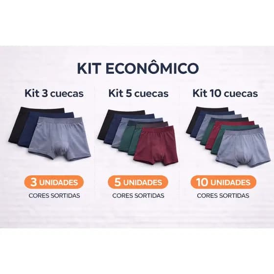 Kit Cuecas Boxer Masculina Algodão Conforto Premium Escolha o Seu