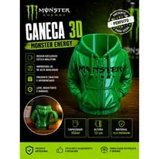 Caneca Monster Energy 3D Personalizada Com Alça Porta Lata Estilo Moletom