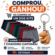 Kit Cuecas Boxer Masculina Confortável Com Chaveiro Da Capivara Grátis