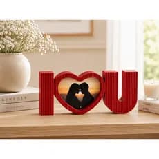 Porta-Retrato Decorativo I LOVE U – Presente Romântico e Moderno