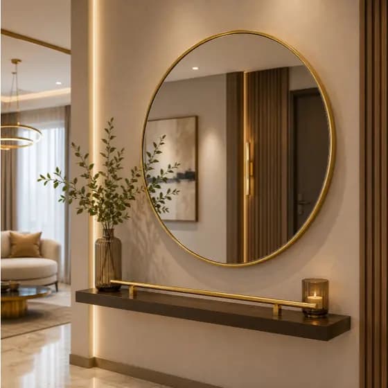 Espelho Redondo Decorativo Moldura Maleável 60cm Prata ou Dourado