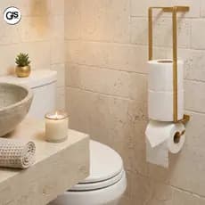 Suporte Porta Papel Higiênico Parede Preto/Dourado P/4 rolos top