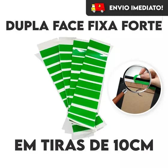 Fita Dupla Face Extra Forte 10 Unidades TIRAS de 9mm x 10cm por Cartela - Cabeceira Estofada Modular