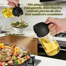 Cantil de Óleo 470ml 2 em 1 - Spray e Vertedor para Azeite, Vinagre e Molhos - Design Elegante e Funcional para Cozinha