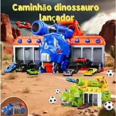 Dinossauro Tricerátopo Transformável – Engole 6 Carrinhos + Lança 6 Bolas, Diversão Interativa