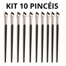 Kit 10 Pincéis Chanfrados Ultra Finos Profissionais para Delineado, Sobrancelhas e Detalhes de Precisão