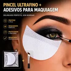 Kit Delineado Perfeito – Pincel Chanfrado UltraFino + 50 Adesivos para Maquiagem dos Olhos