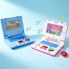 DLI Mini notebook infantil laptop de brinquedo musical com luzes princesas