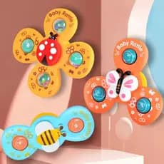 DLI Kit 3/6/9 Brinquedo Sensorial para Bebê - Ventosa Adesiva Gira Spinner Atividade Educativa