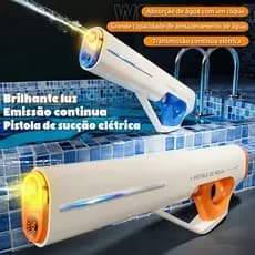 Pistola de Água Elétrica para Brincadeiras - Sução Automática, Grande Capacidade e Luzes