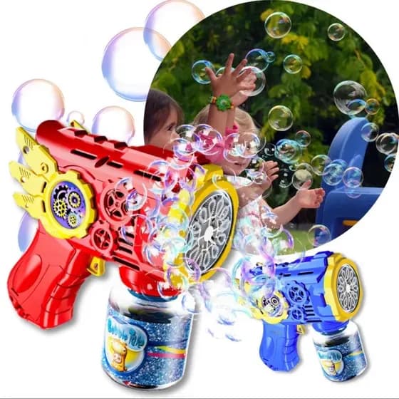 Brinquedo automático para crianças: máquina de bolhas coloridas azul e rosa tricolor